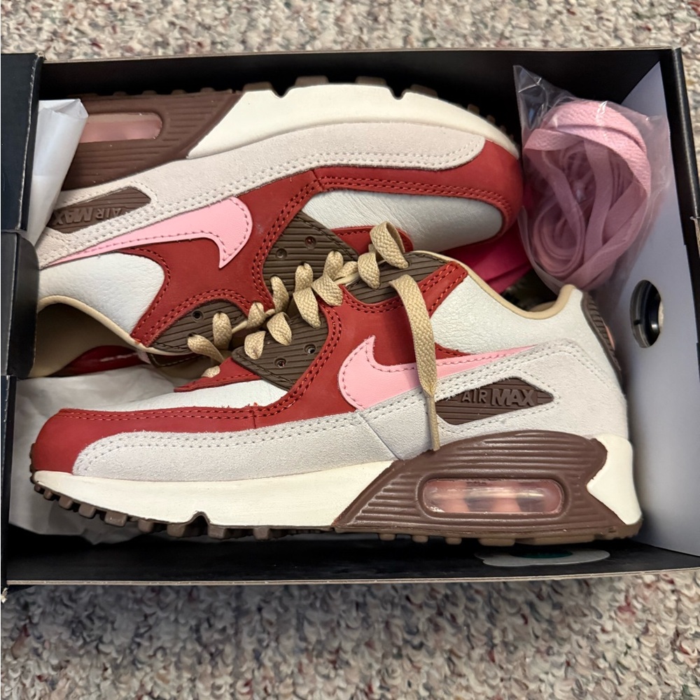 Nike Air Max 90 White, Pink, Red & Brown Sneakers